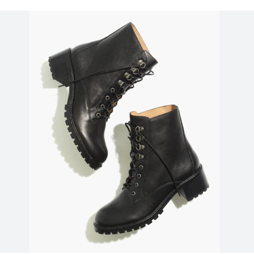 Madewell The Julien Lace-Up Lugsole Boot in Leather
